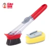 LIAO Soap liquid Brush set, press type pot brush, long handle water flow brush, non-stick oil cleaning brush, kitchen pot washing wonder Item Picture